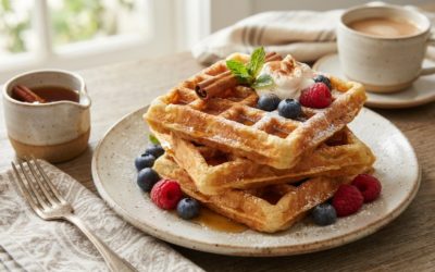 Fluffy Cinnamon Olive Oil Waffles